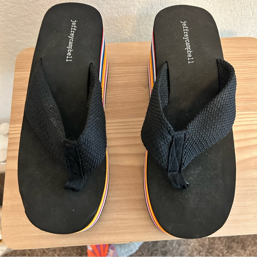 Jeffrey Campbell Wavin Rainbow Platform Flip Flop Size 10 - Picture 6 of 8